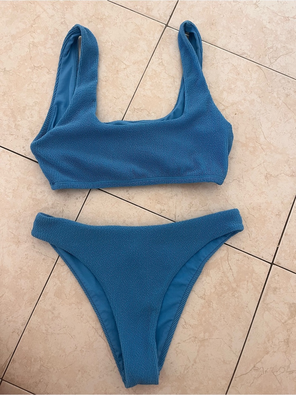 Textured Blue Bikini Two-Piece